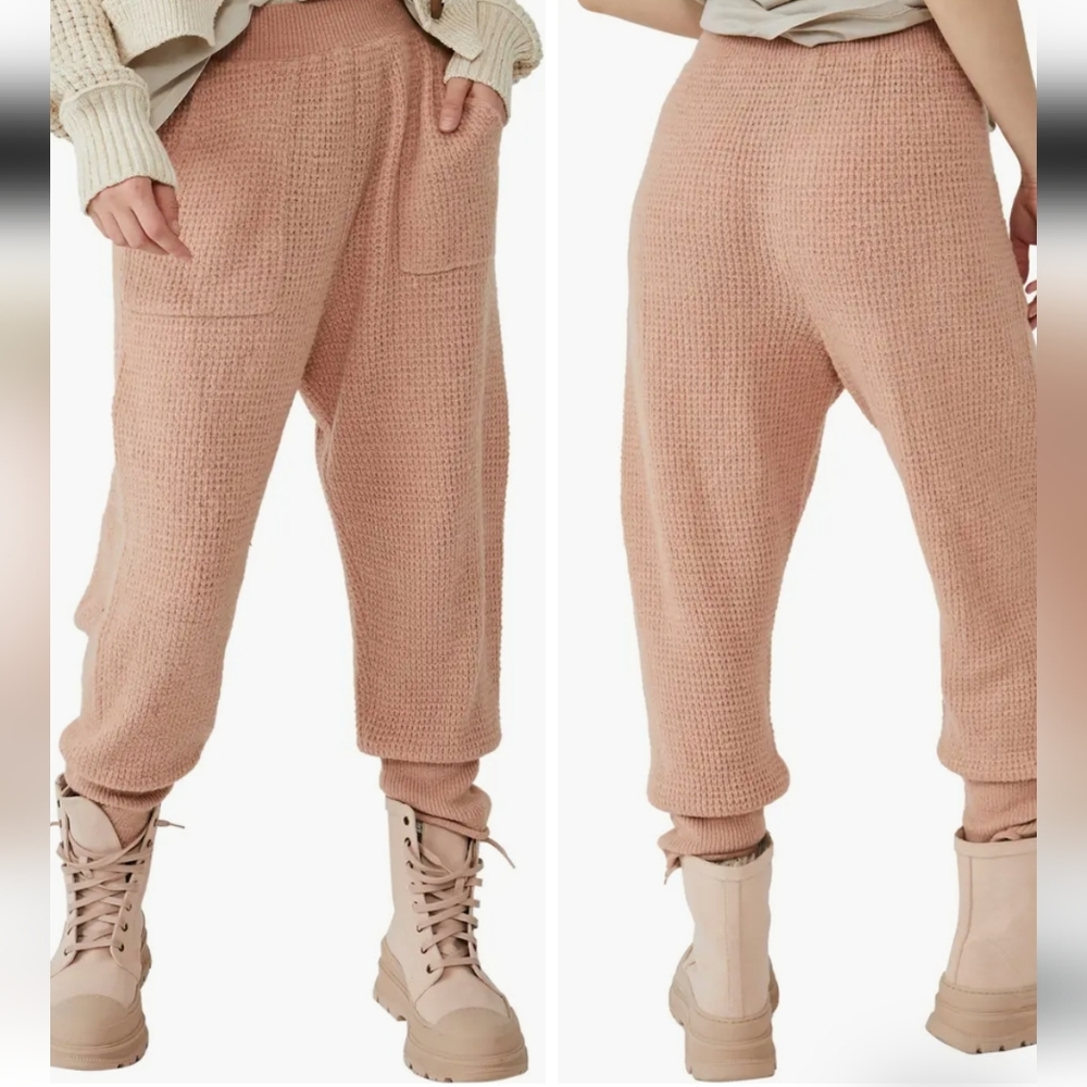 Free People Waffle Knit Sweater Lounge Pants • Mauve • Medium